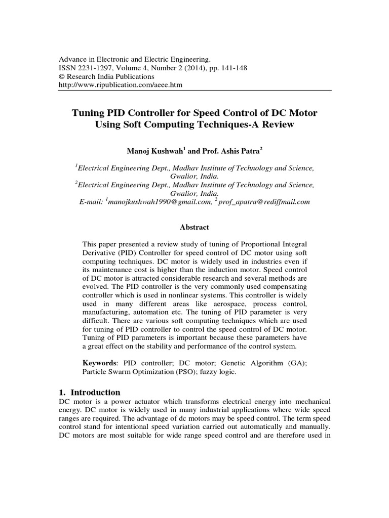 2014.kushwah - Tuning PID Controller For Speed Control of DC Motor ...