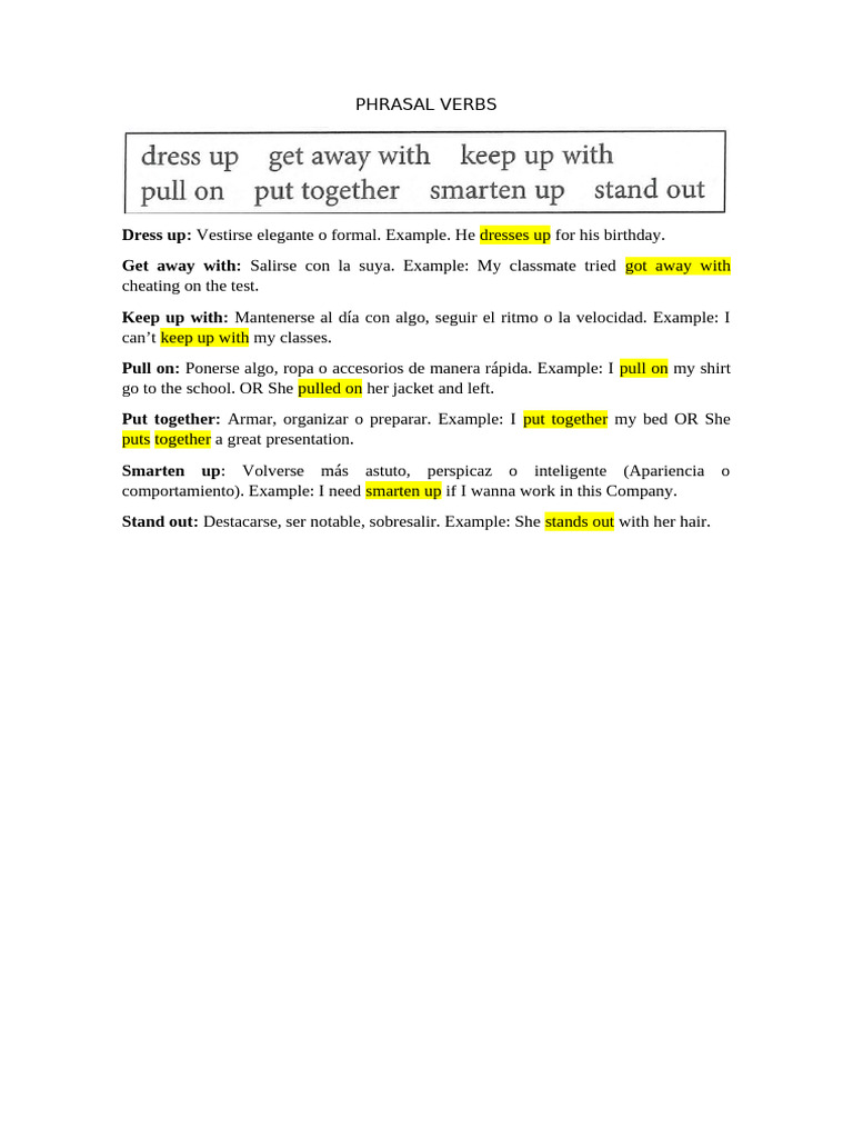 Phrasal Verbs and Their Meanings | PDF