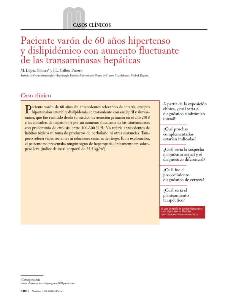 Paciente Var N de 60 A Os Hipertenso y Dislip - 2024 - Medicine ...