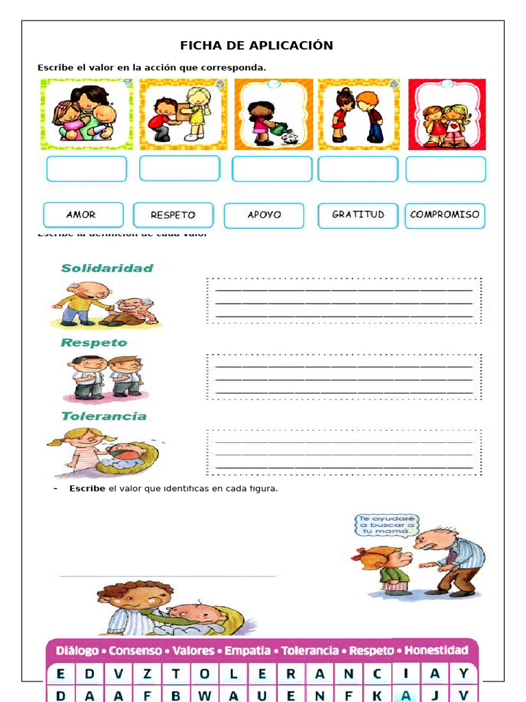 FICHA DE APLICACIÓN valores en la familia | PDF