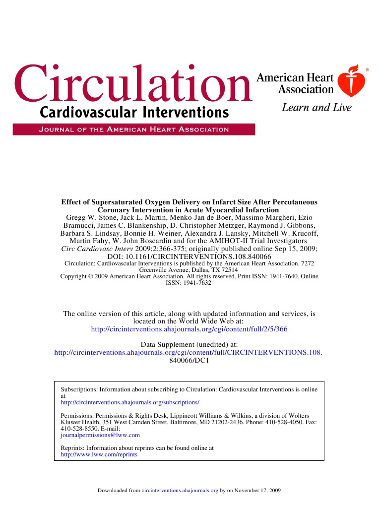 Coronary Intervention in Acute Myocardial Infarction | PDF ...