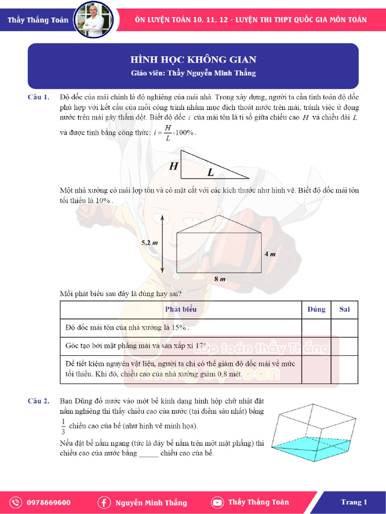 TSA 2025 - Hình học không gian | PDF