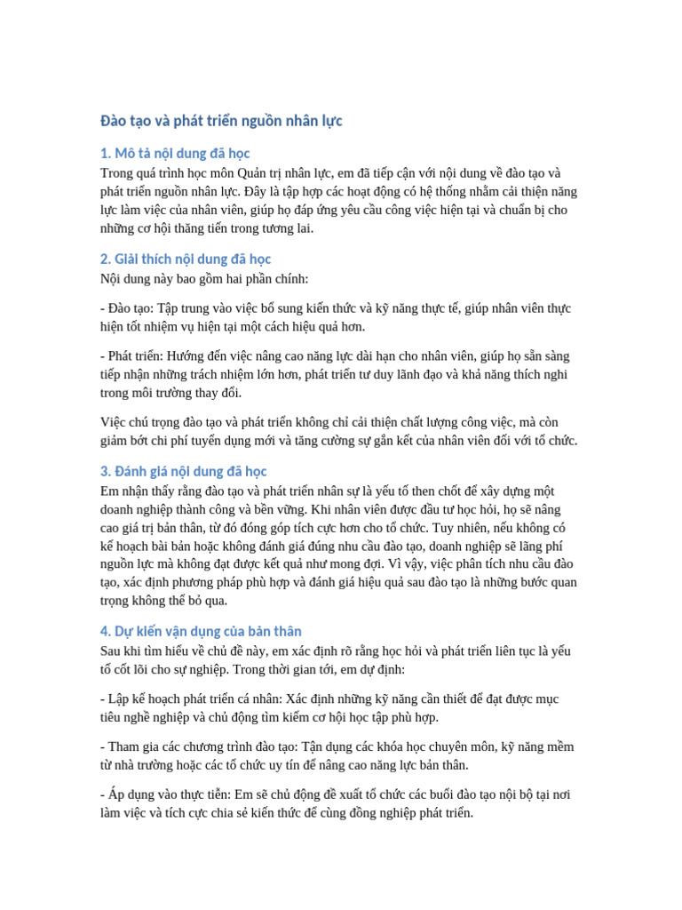 Dao Tao Va Phat Trien Nguon Nhan Luc | PDF