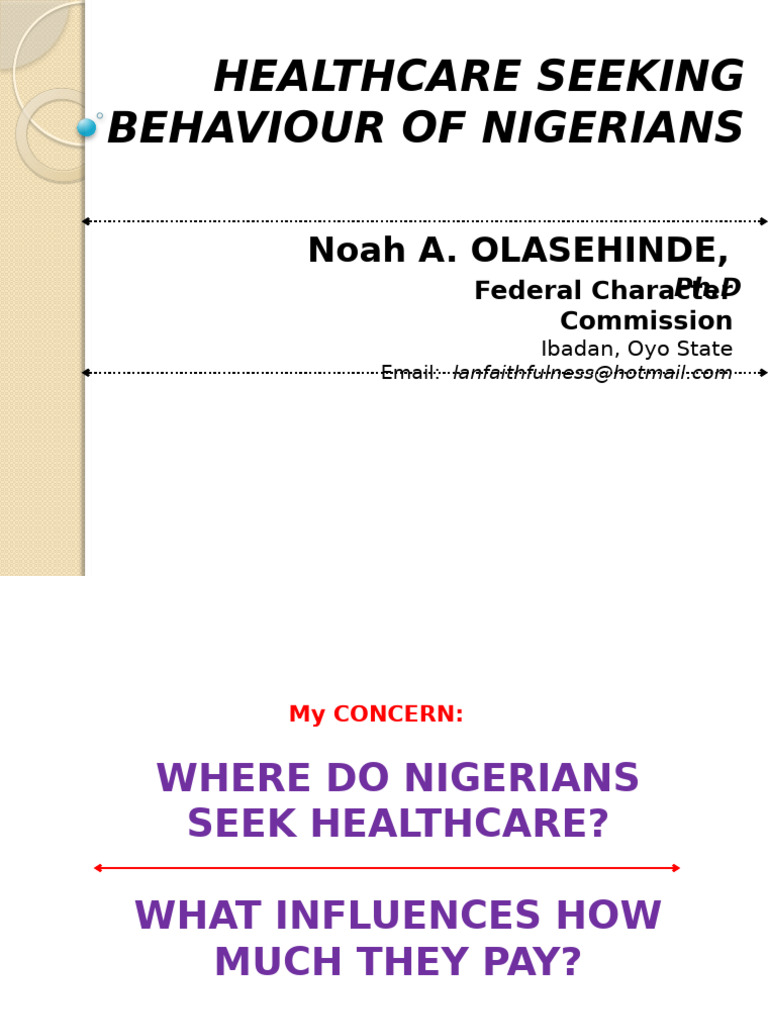 Healthcare Seeking Behaviour of Nigerians | PDF
