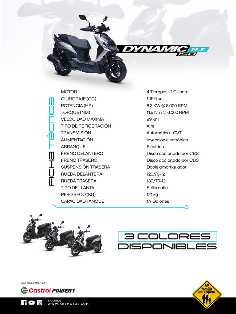 Ficha Técnica AKT Dynamic RX 150 | PDF