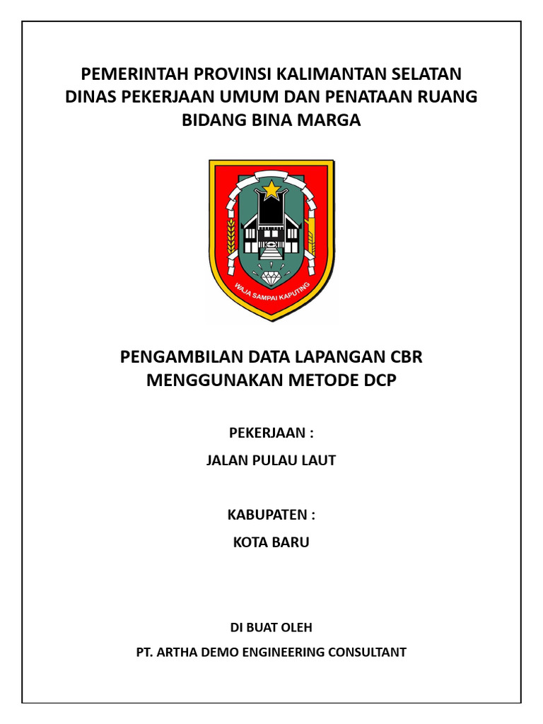 Uji CBR Jalan Pulau Laut Kota Baru | PDF