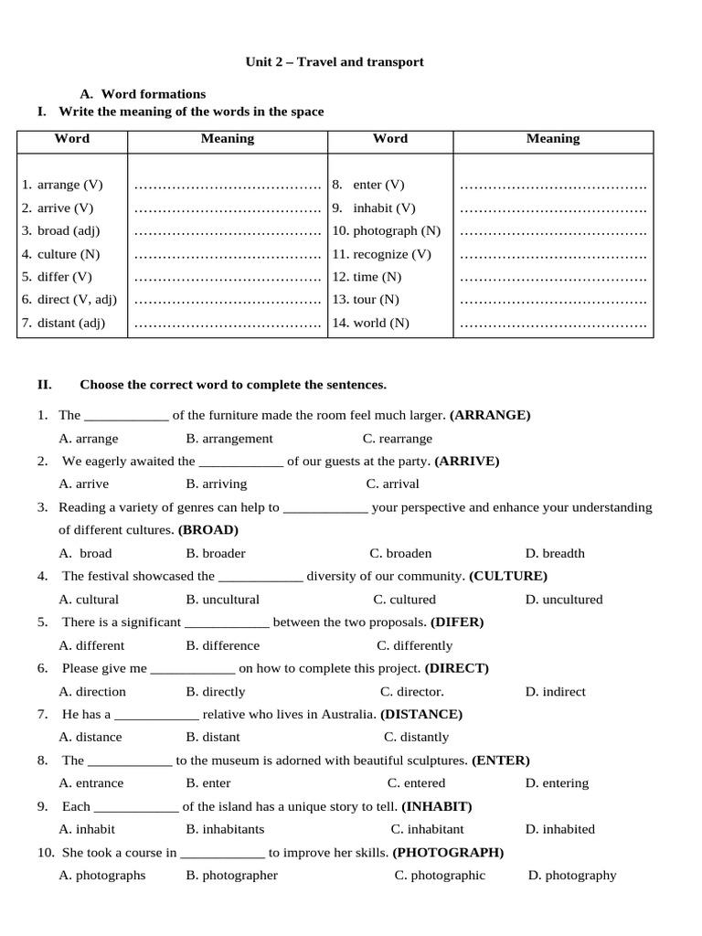Unit 2 - Word Formation Vs Word Pattern | PDF
