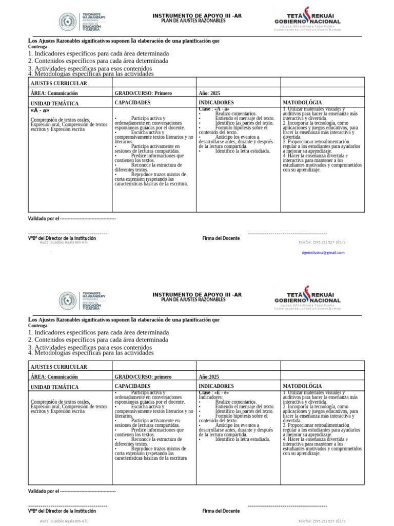 Plan de Ajustes Razonables 2025 | PDF | Enseñando | Maestros