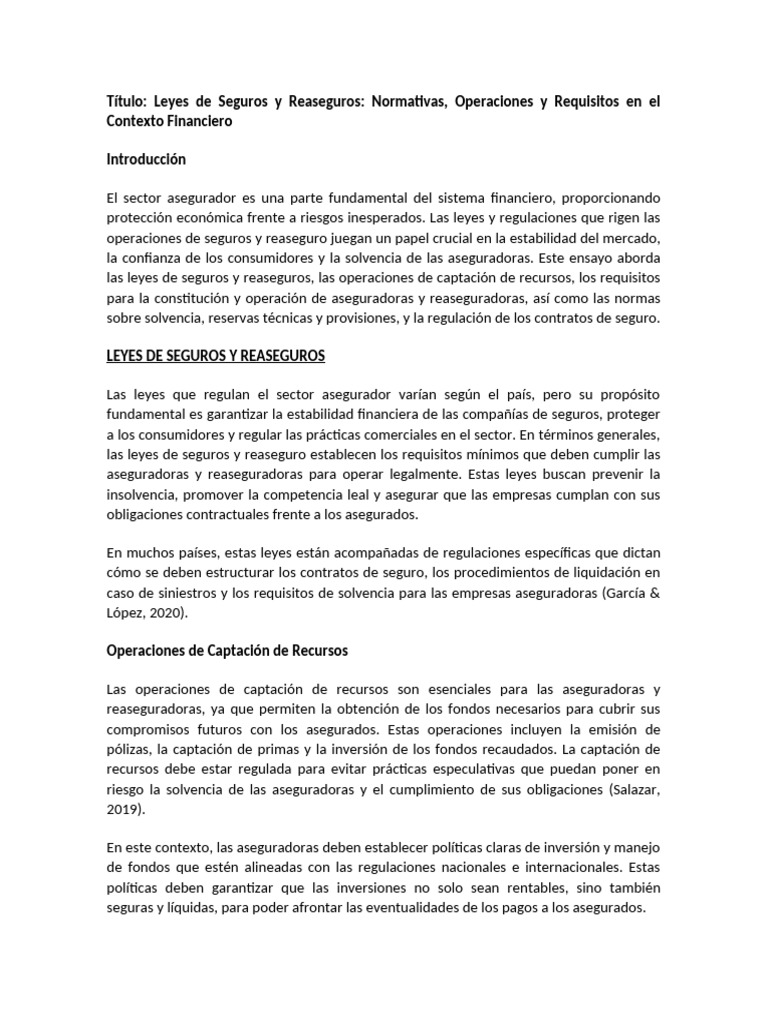 Leyes de Seguros y Reaseguros: Claves y Normas | PDF | Seguro | Reaseguro