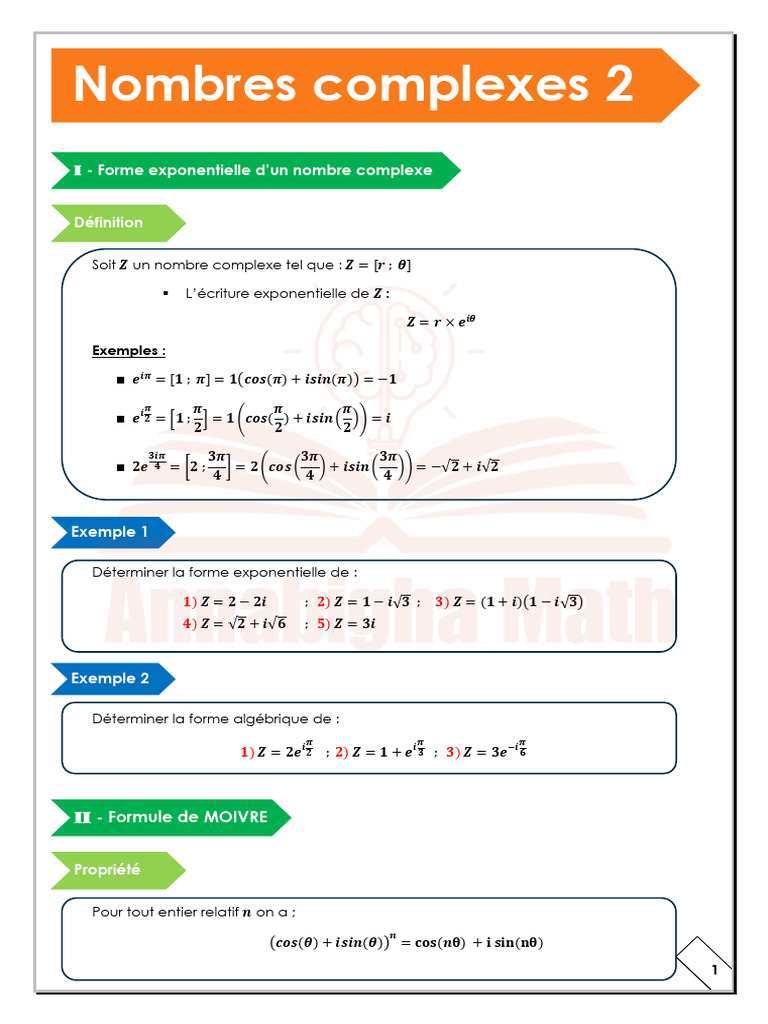 Forme exponentielle des nombres complexes | PDF | Fonction ...