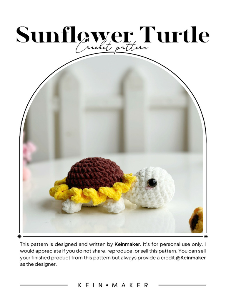 Free Sunflower Turtle Crochet Pattern | PDF | Crochet | Needlework
