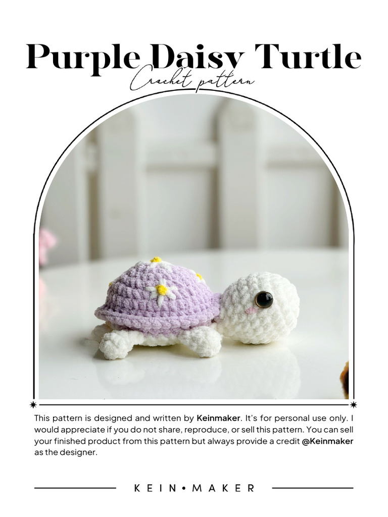 New Up Purple Daisy Turtle No Sew Crochet Pattern | PDF | Crochet | Weaving