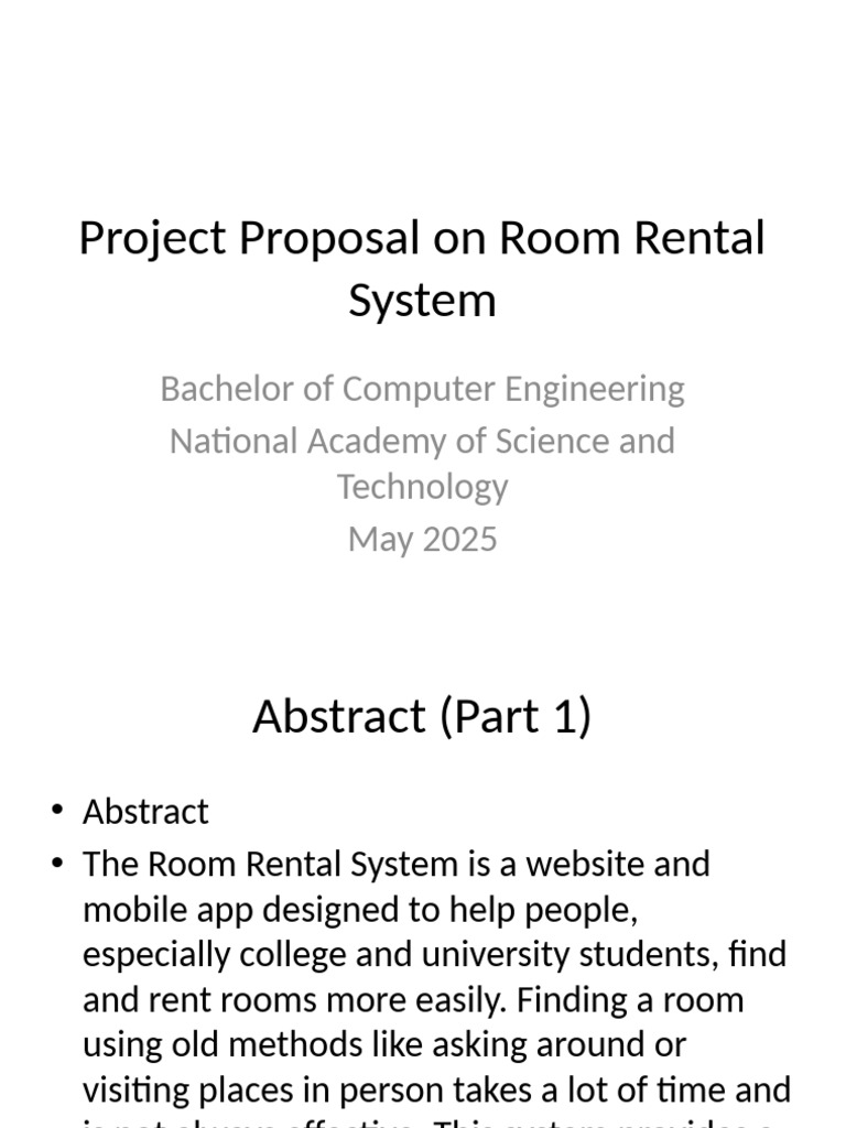 Room Rental System Proposal | PDF | Computer Science | Computing