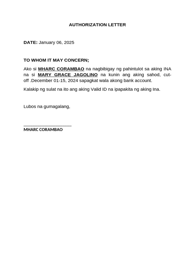 Gerald Authorization Letter | PDF