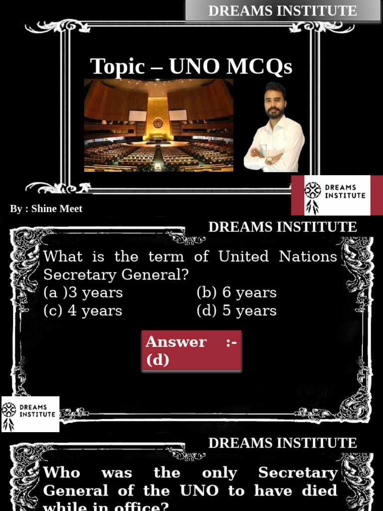 UNO MCQs | PDF | United Nations | International Relations