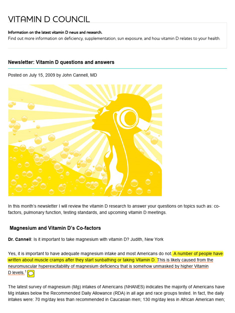 CRAMPS Vitamin D Council | PDF | Vitamin D | Magnesium
