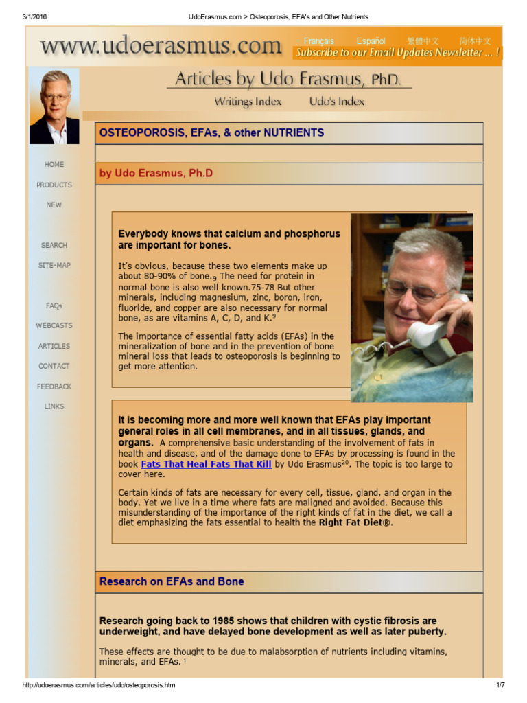 EFA & Tissue Calcium Udo Erasmus | PDF | Osteoporosis | Nutrients