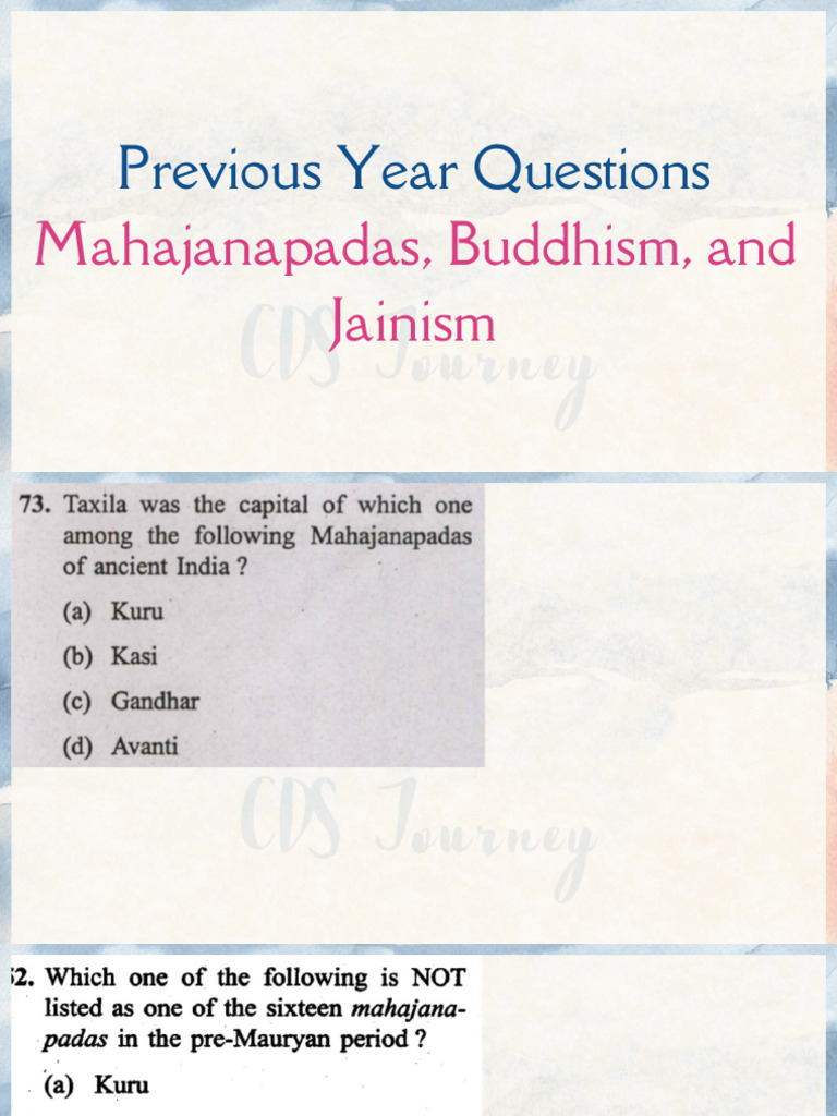 Buddhism and Jainism PYQs Analysis | PDF