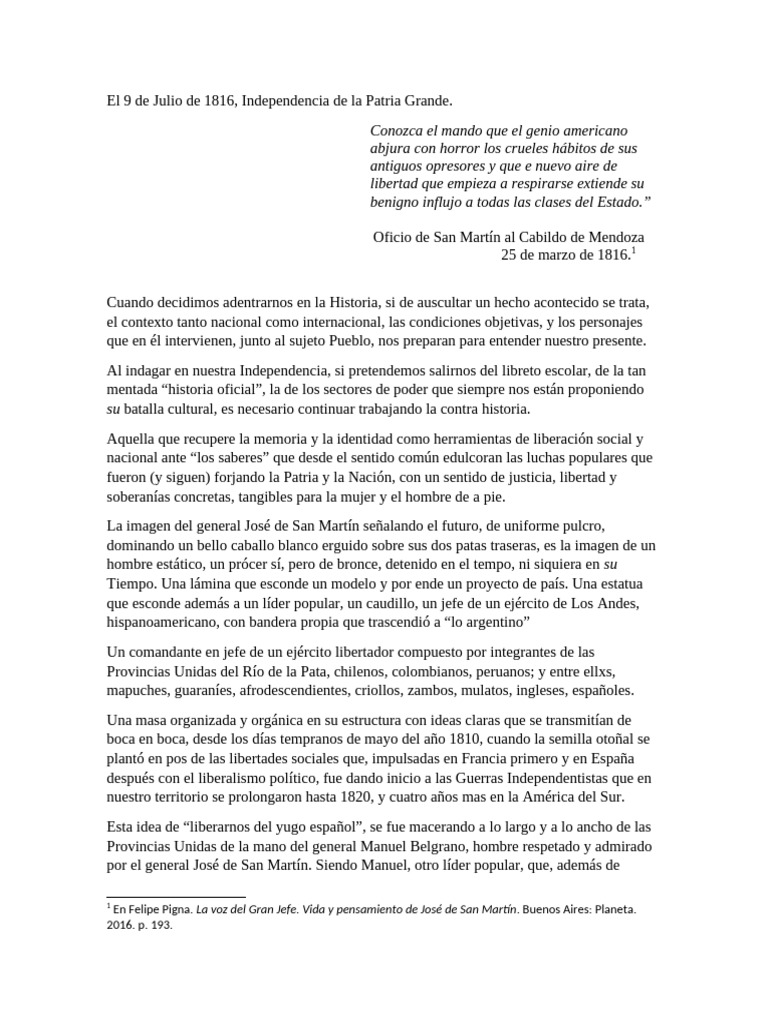 El 9 de Julio de 1816 | PDF | España | Argentina