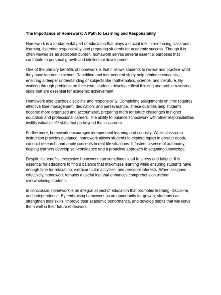 The Importance of Homework | PDF
