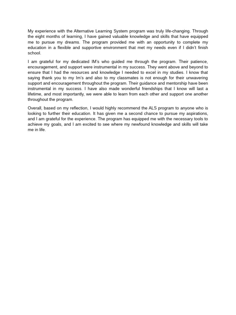 My Experience With the Alternative Learning System Program Was Truly ...
