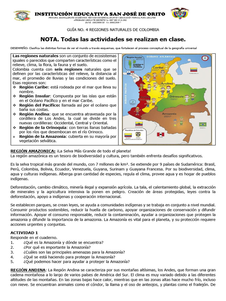 Regiones Naturales de Colombia para Niños | PDF | Colombia | Isla