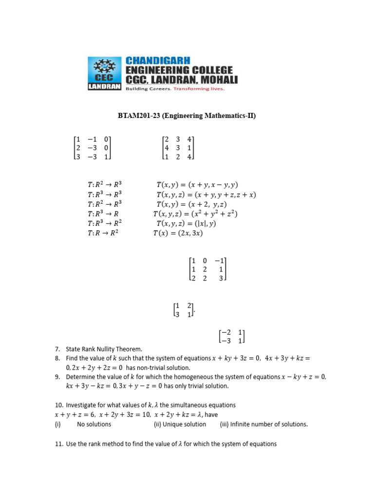 Eigenvalues and Transformations in Matrices | PDF | Matrix (Mathematics ...