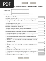 Pediatric Anxiety Rating Scale (PARS) | PDF | Anxiety | Behavioural ...