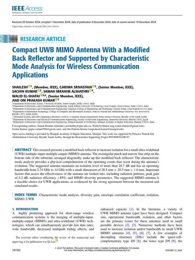 Compact UWB MIMO Antenna With a Modified Back Reflector and Supported ...