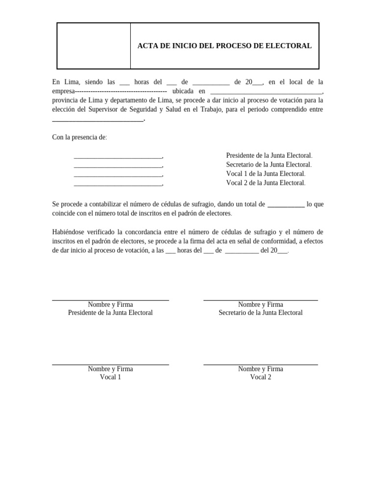 Acta de Inicio de Proceso Electoral Ver. 01 | PDF