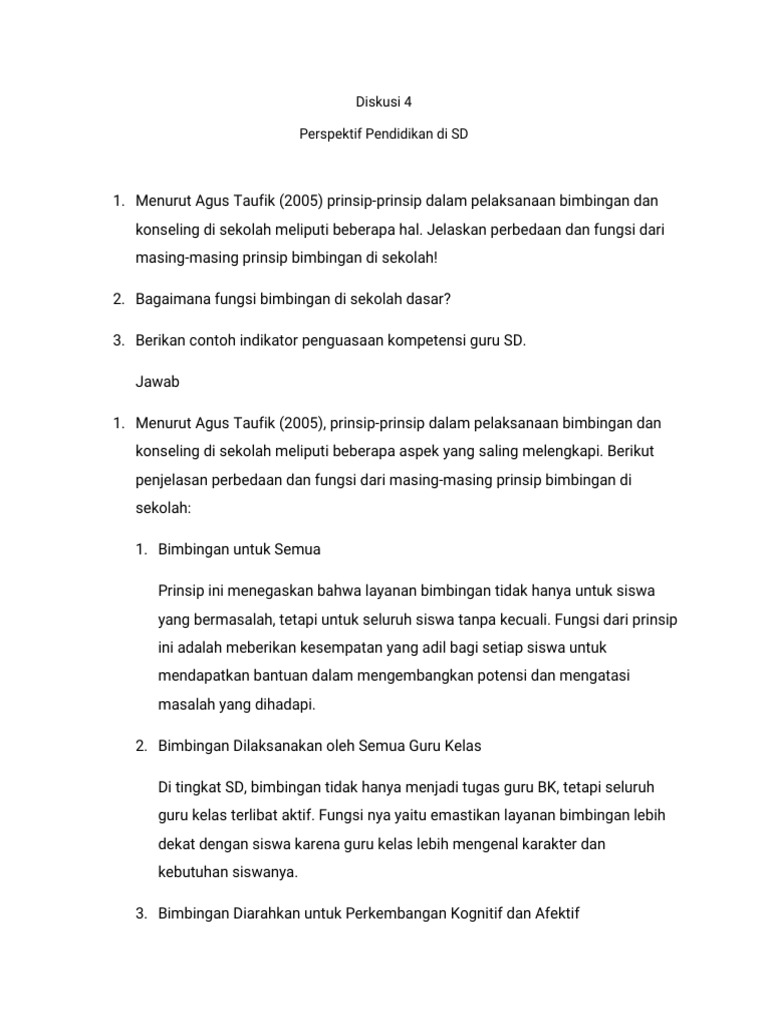 Prinsip Bimbingan di Sekolah Dasar | PDF