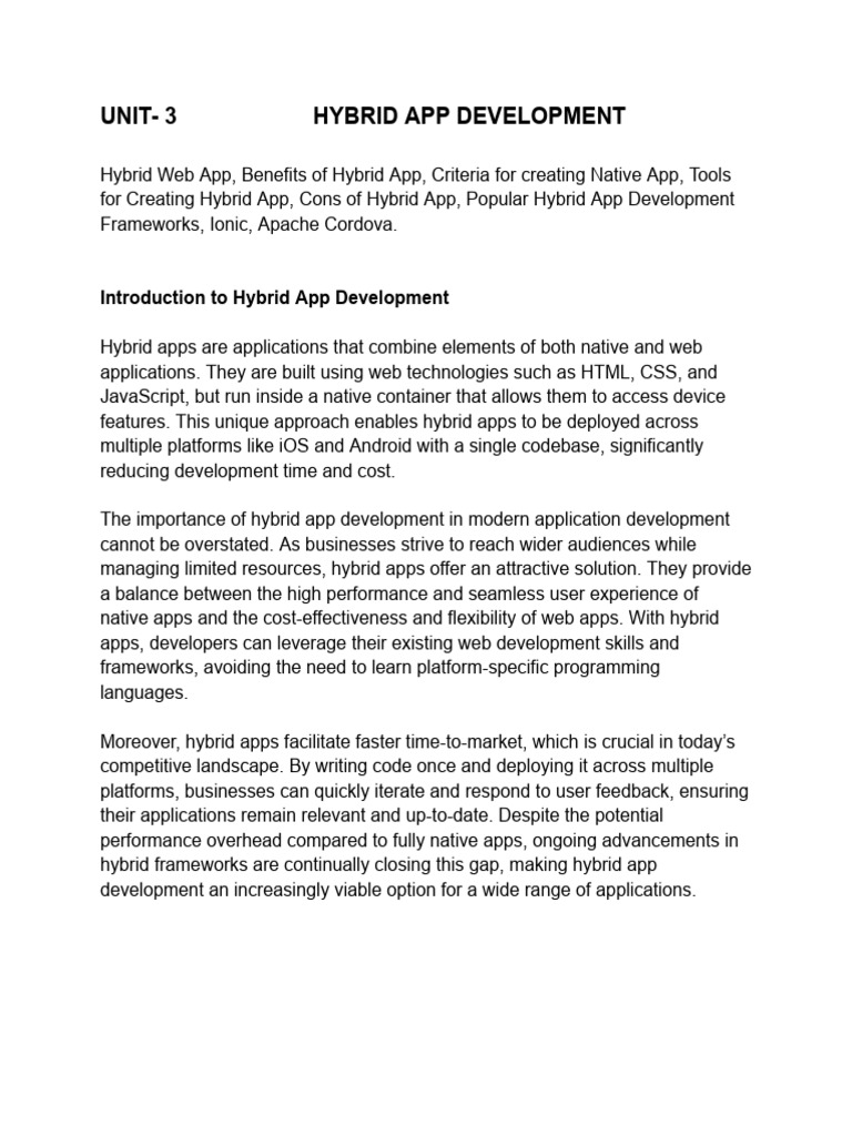 Hybrid App Development Overview | PDF | Mobile App | Cross Platform ...