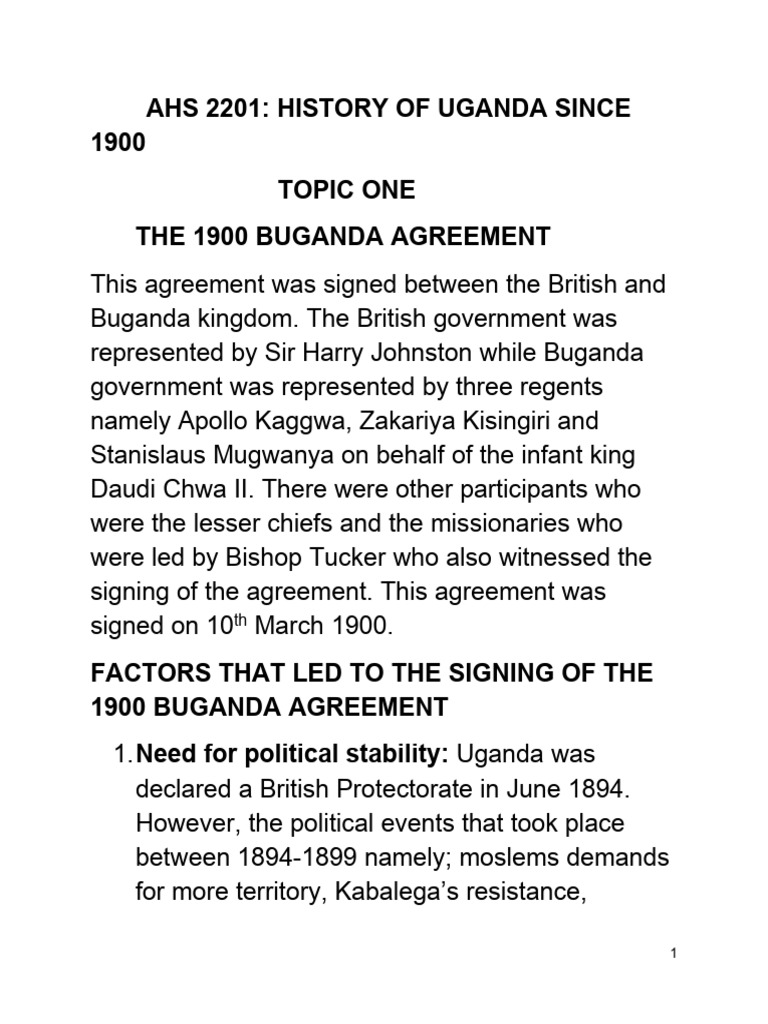 Signatories of the 1900 Buganda Agreement | PDF | Uganda | Economies