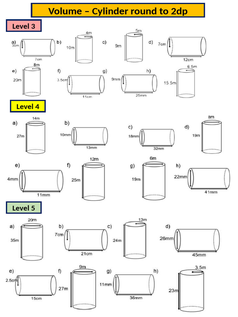 Cylinder Volume Calculation Guide | PDF