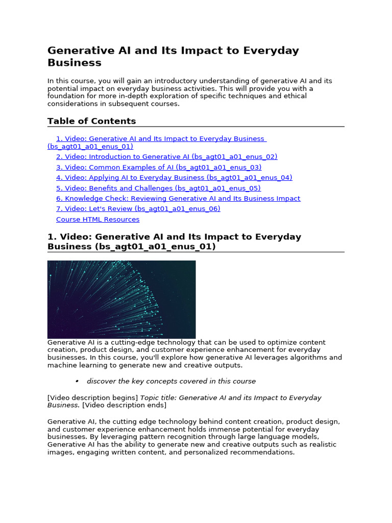 Generative AI's Role in Business Efficiency | PDF | Artificial ...