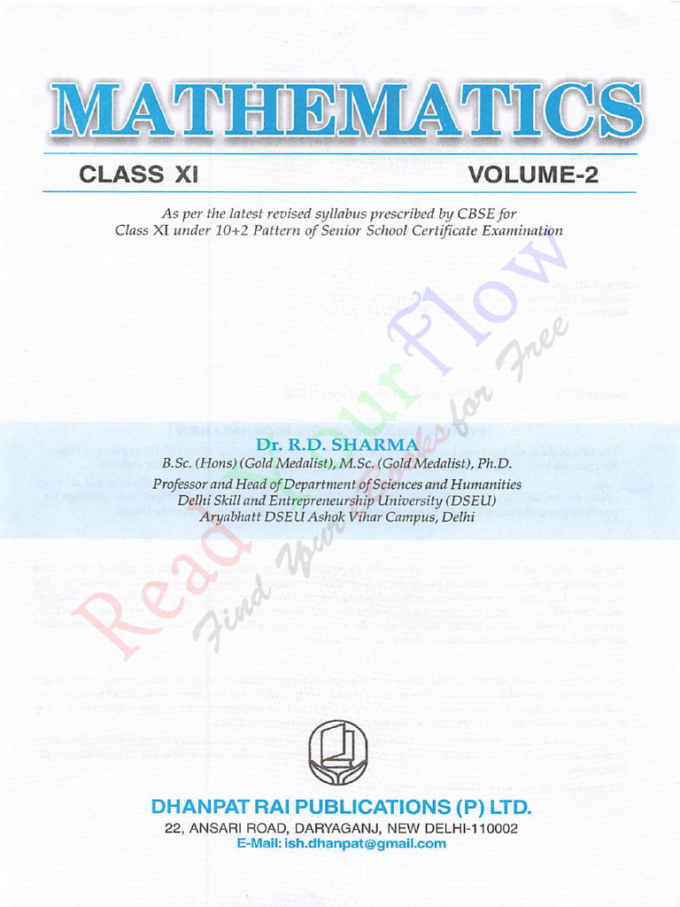 RD Sharma Class 11 Maths Volume 2 | PDF | Ellipse | Cartesian ...