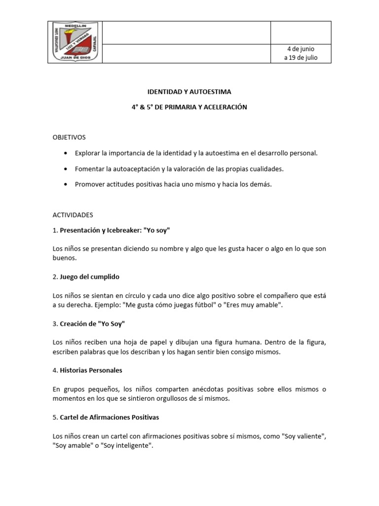 Identidad y Autoestima #3 | PDF | Autoestima | Educación sexual