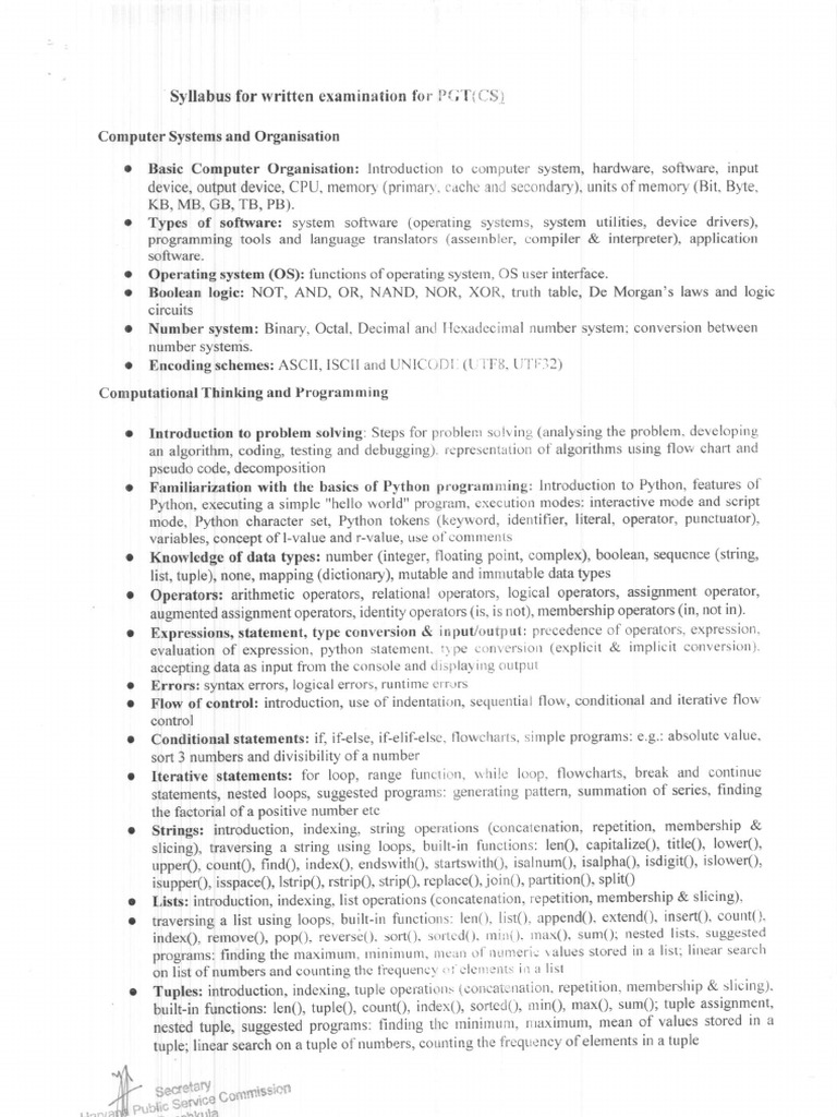 Syllabus M Pgt Cs 14 12 2022 Pdf Computer Network Relational Model