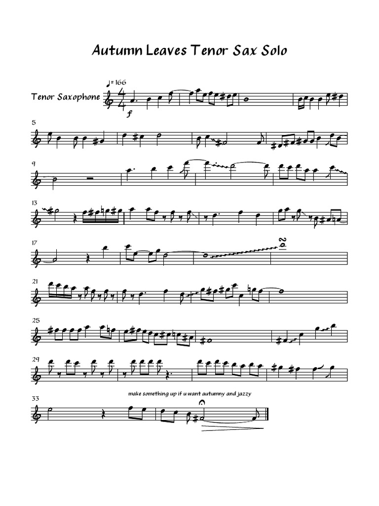 Autumn Leaves for Tenor Saxophone | PDF
