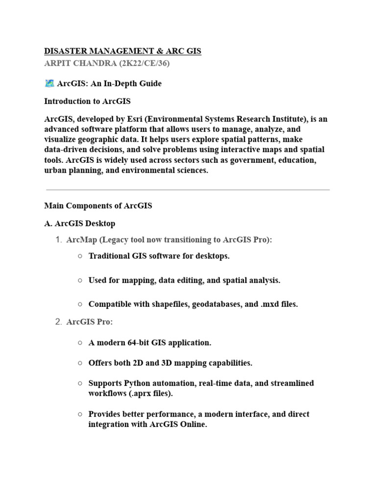 Disaster Management & Arc Gis | PDF | Arc Gis | Geographic Information ...