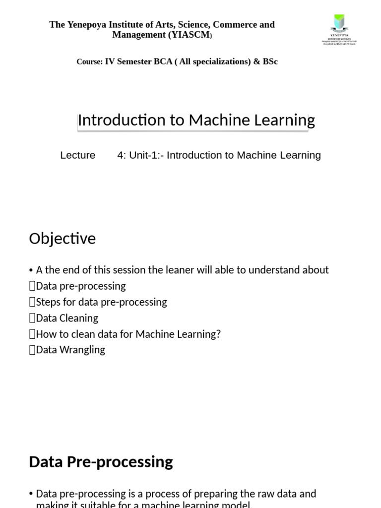 Data Pre-processing for Machine Learning | PDF | Data Compression ...
