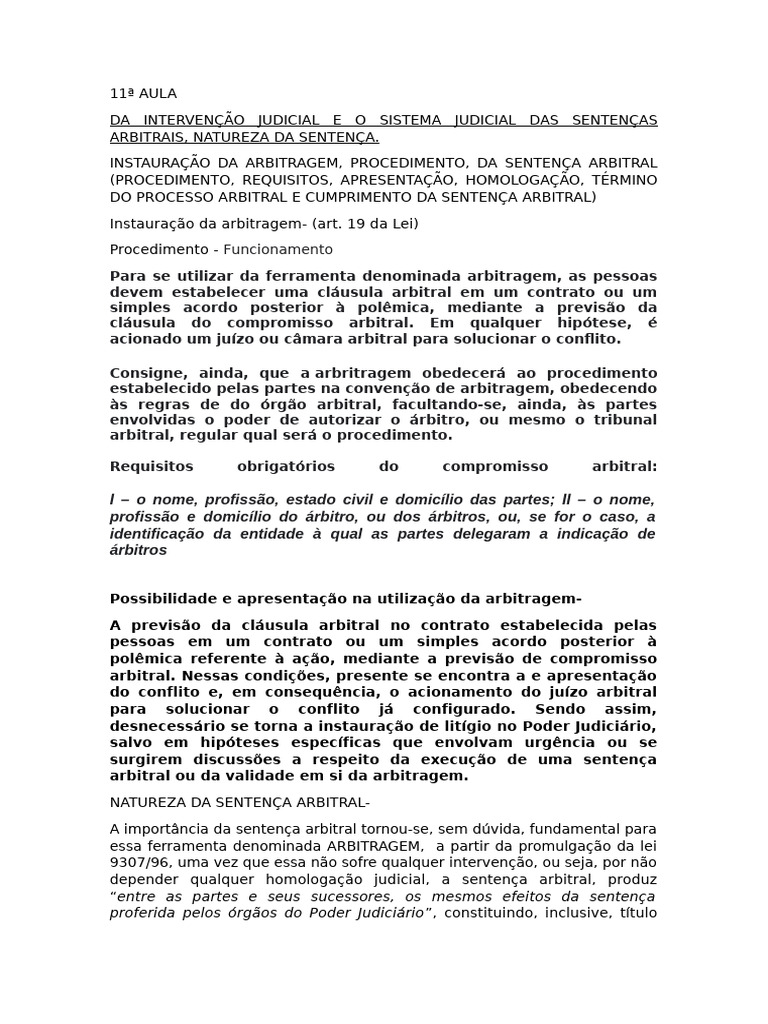 Intervenção Judicial e Sentença Arbitral | PDF | Arbitragem | Sentença ...