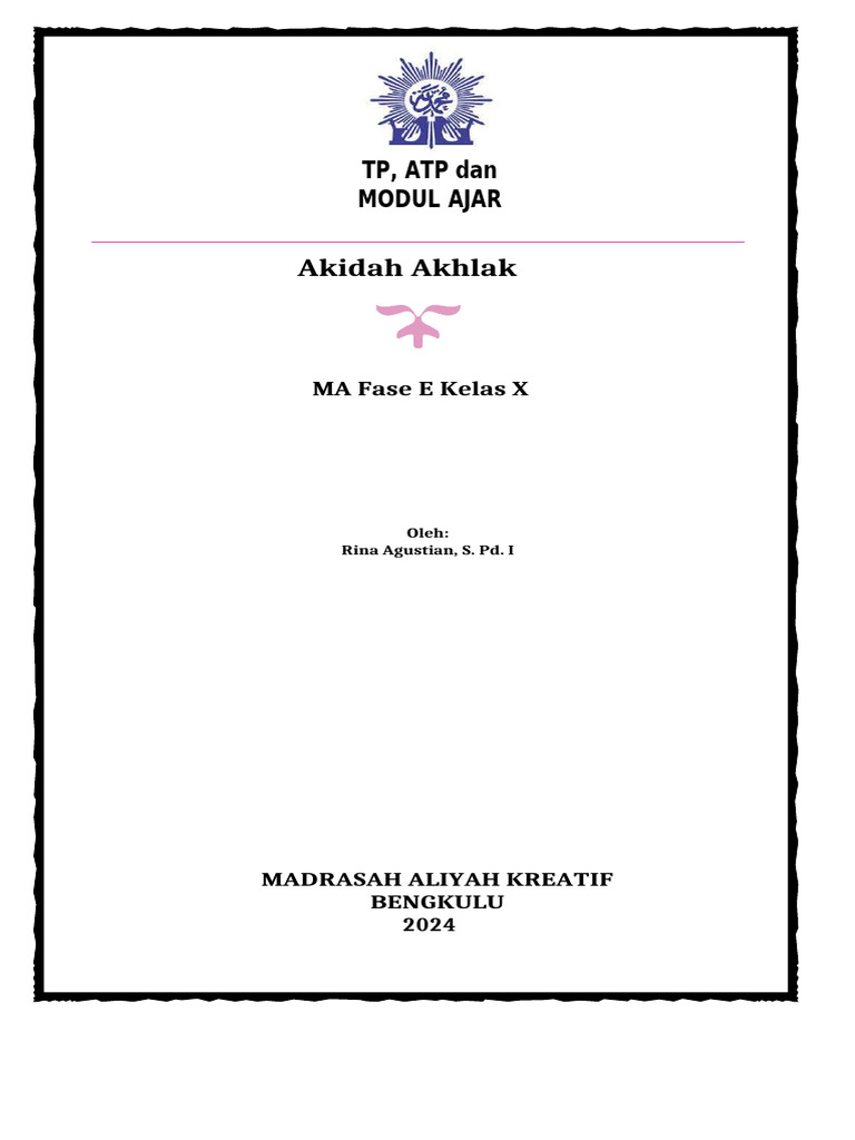 COVER Tp-Atp-Dan-Modul-Ajar-Akidah-Akhlak-Kls-10 MERDEKA | PDF