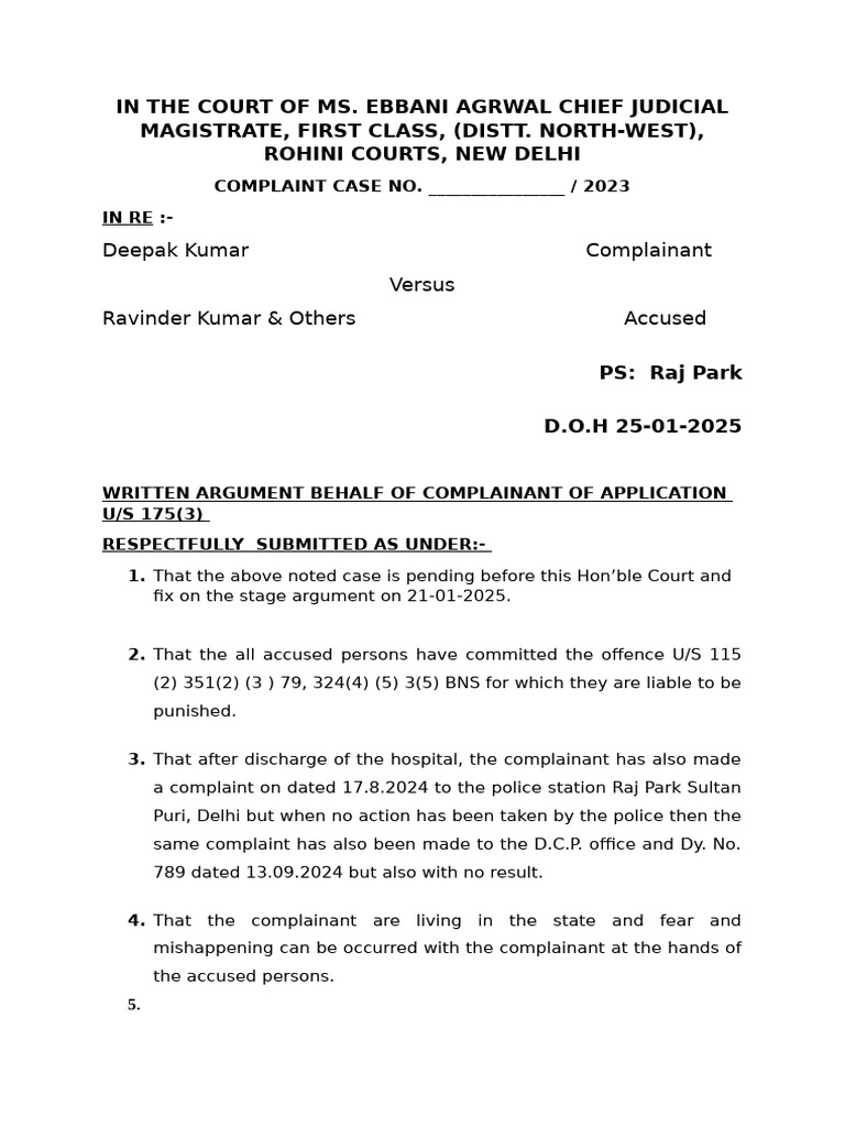 Complaint Case Against Ravinder Kumar | PDF