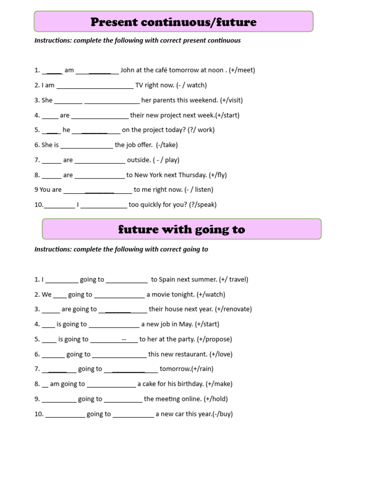 Future Tense Grammar Exercises | PDF