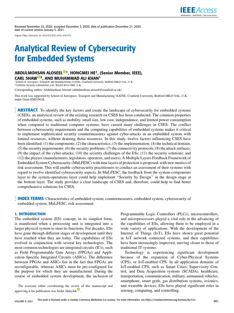 Cybersecurity Challenges in Embedded Systems | PDF | Computer Security ...