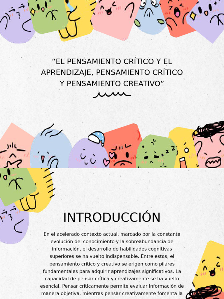 El Pensamiento Crítico y Creativo 01 | PDF
