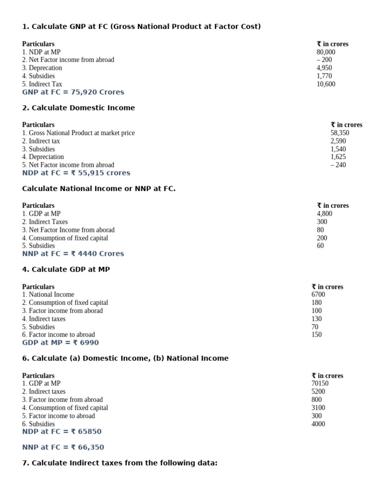 GNP and National Income Calculation Guide | PDF | Consumption Of Fixed ...