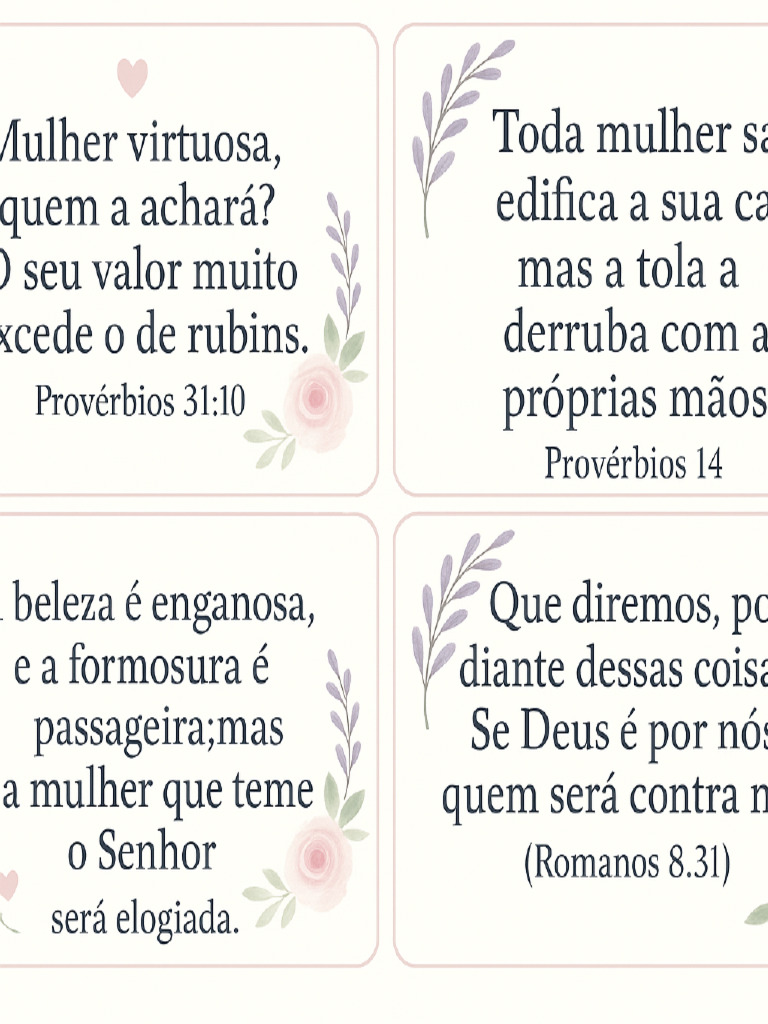 Cartoes Versiculos Mulher Virtuosa | PDF