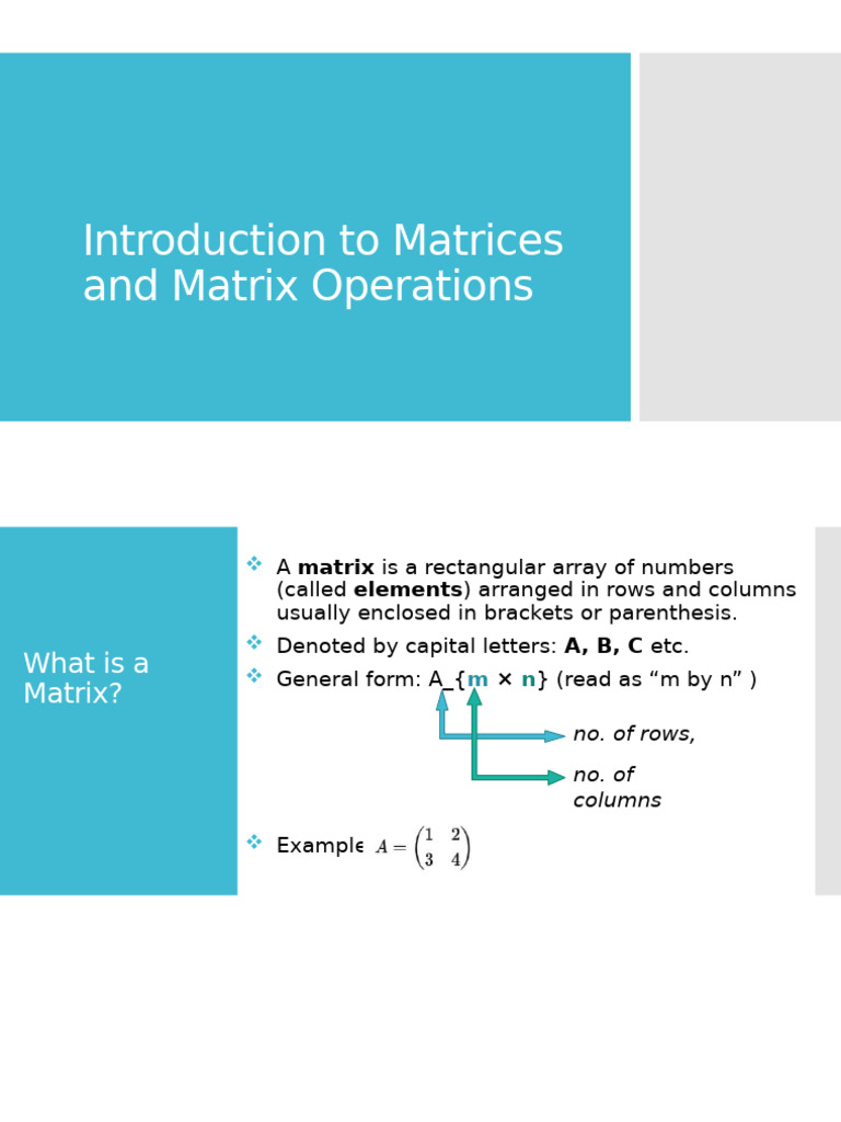 Introduction to Matrices and Matrix Operations 2 | PDF | Matrix ...